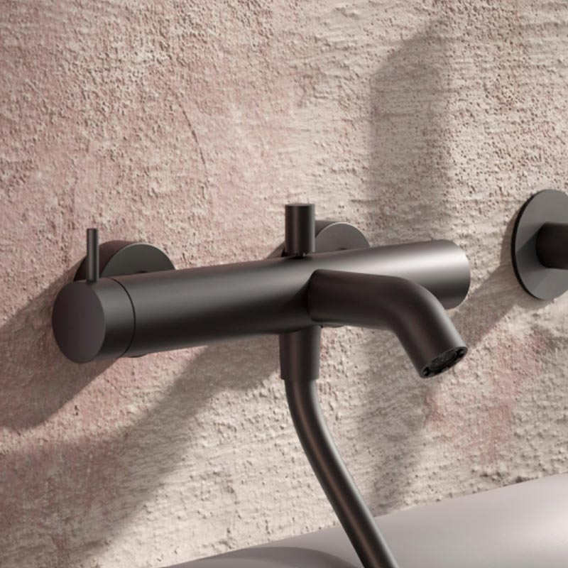 Herzbach Deep Black Einhebel-Wannenfüll- Brausebatterie AP