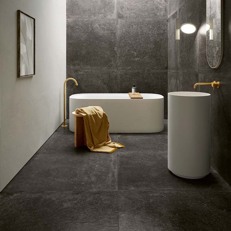 Rustikale Steinoptik Fliese Stone Design Dark 100 x 100 cm