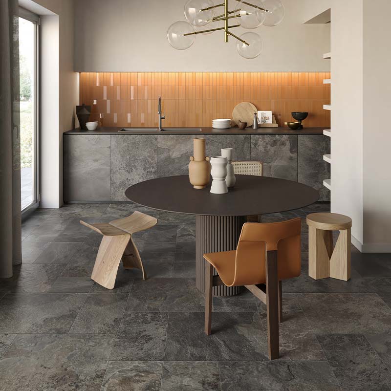 Schieferoptik Fliese Slate Dark 60 x 60 cm