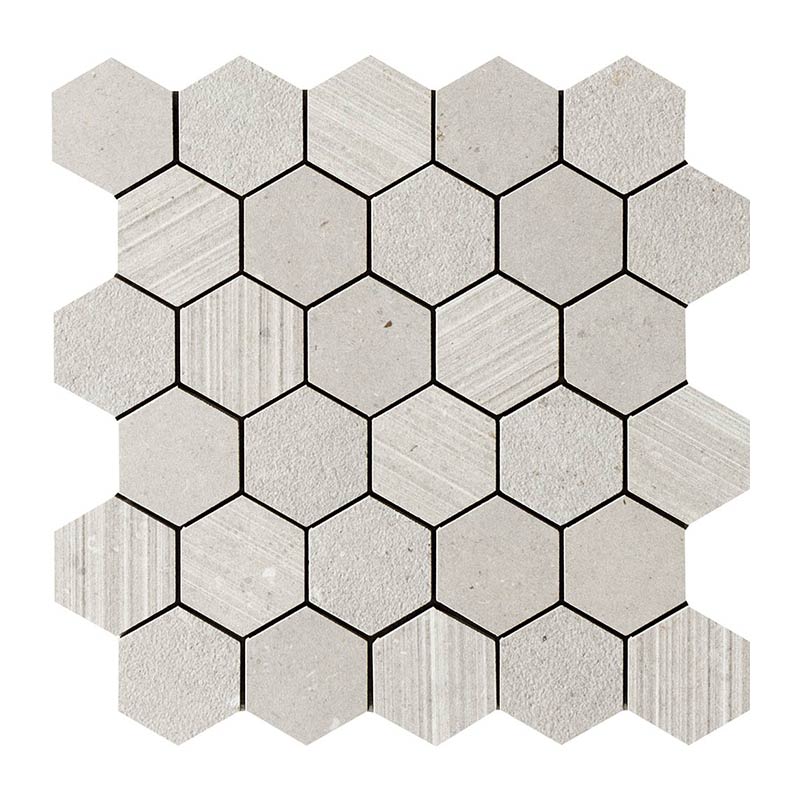 Italgraniti Silver Grain Grey Mosaico Esagonetta Mix