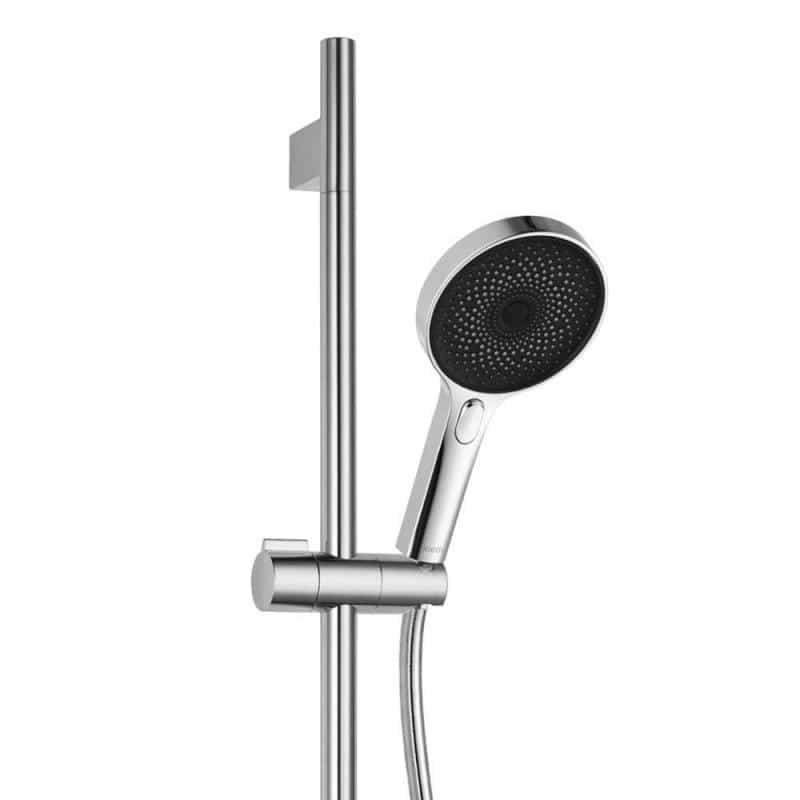 Design Brausegarnitur 70 cm Rund Chrom Schwarz
