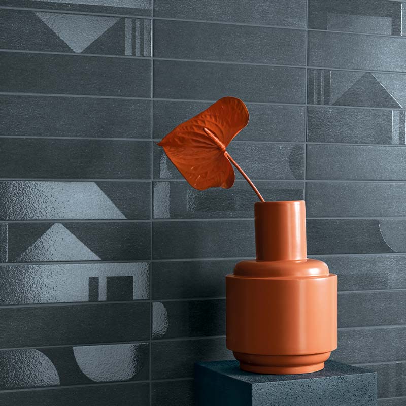 Brick Fliese CIR Porta Nuova Bicocca Petrolio Mix 6,5 x 29 c