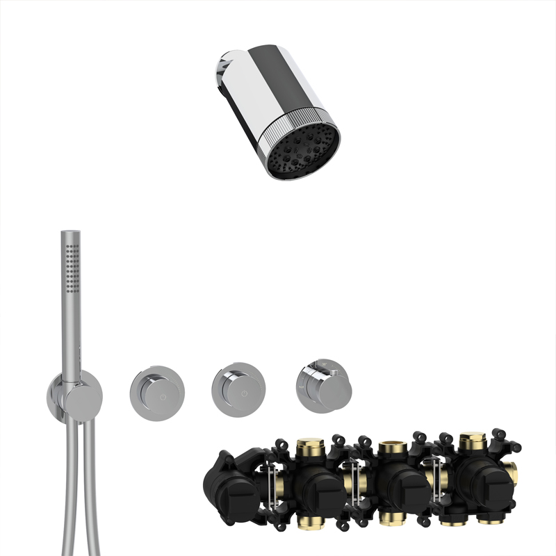 Herzbach MODUL7 Push Thermostat Set mit Spot Regenbrause