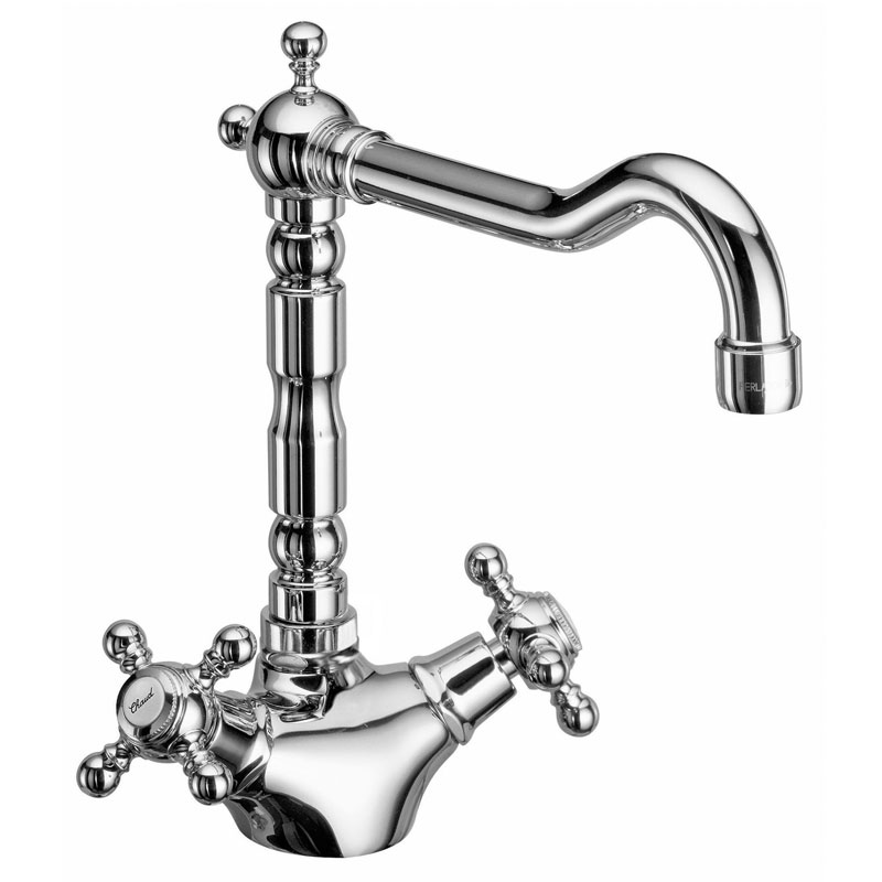 Herzbach Anais Classic Waschtisch-Einlochbatterie mit Kreuzgriffen