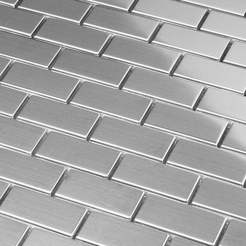 Acera Edelstahl Metall Mosaikfliesen Silber 2,3 x 4,8 cm