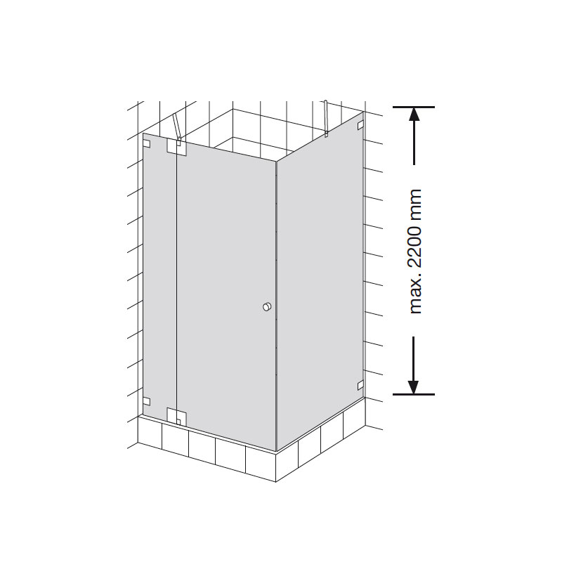 HSK Kienle Duschkabine Drehtür an Nebenteil Seitenwand K.23