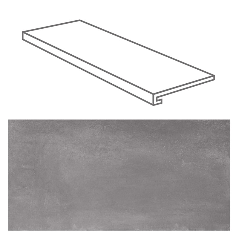 Italgraniti Metaline Zinc Stufenplatte 33 x 120 x 4 cm