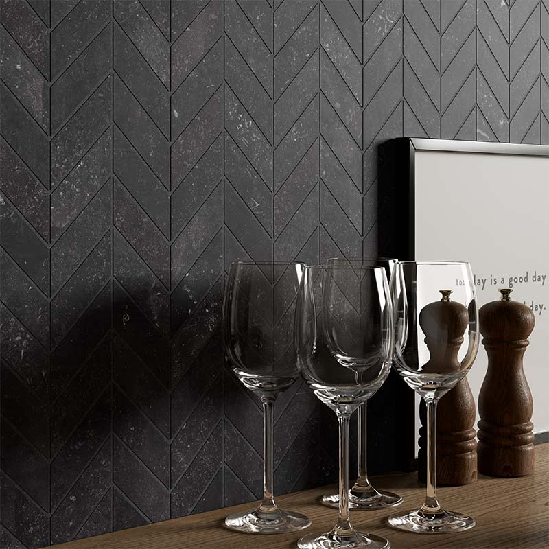 edimaxastor Concert Black Mosaico Chevron Mosaikfliesen