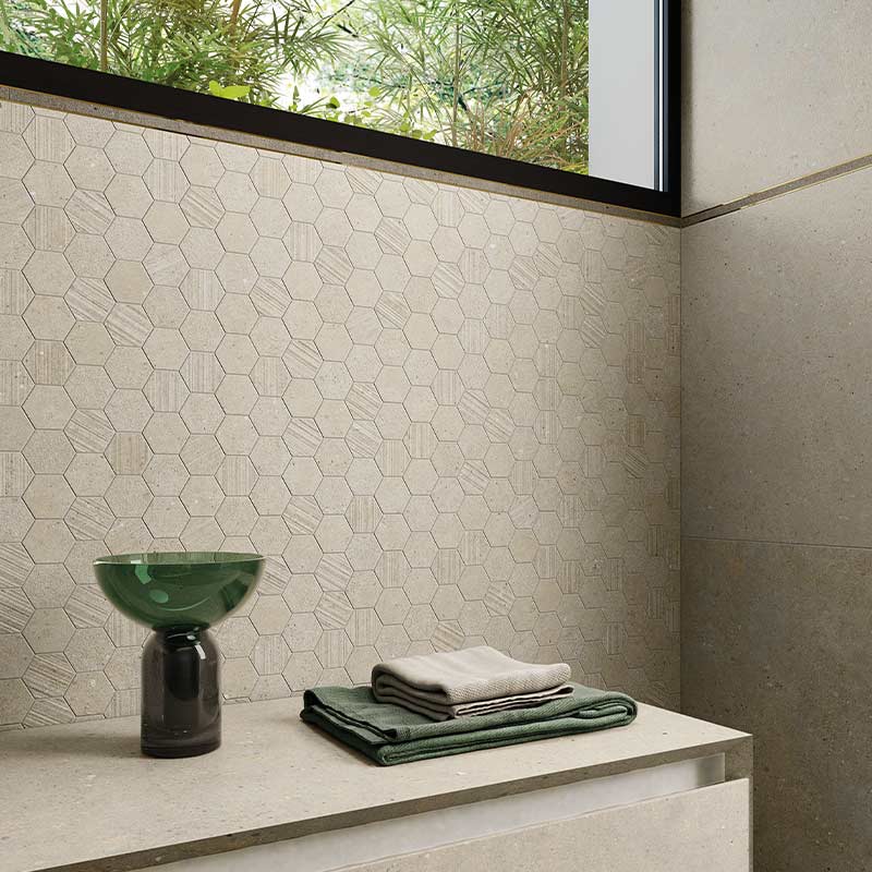 Italgraniti Silver Grain Beige Mosaico Esagonetta Mix