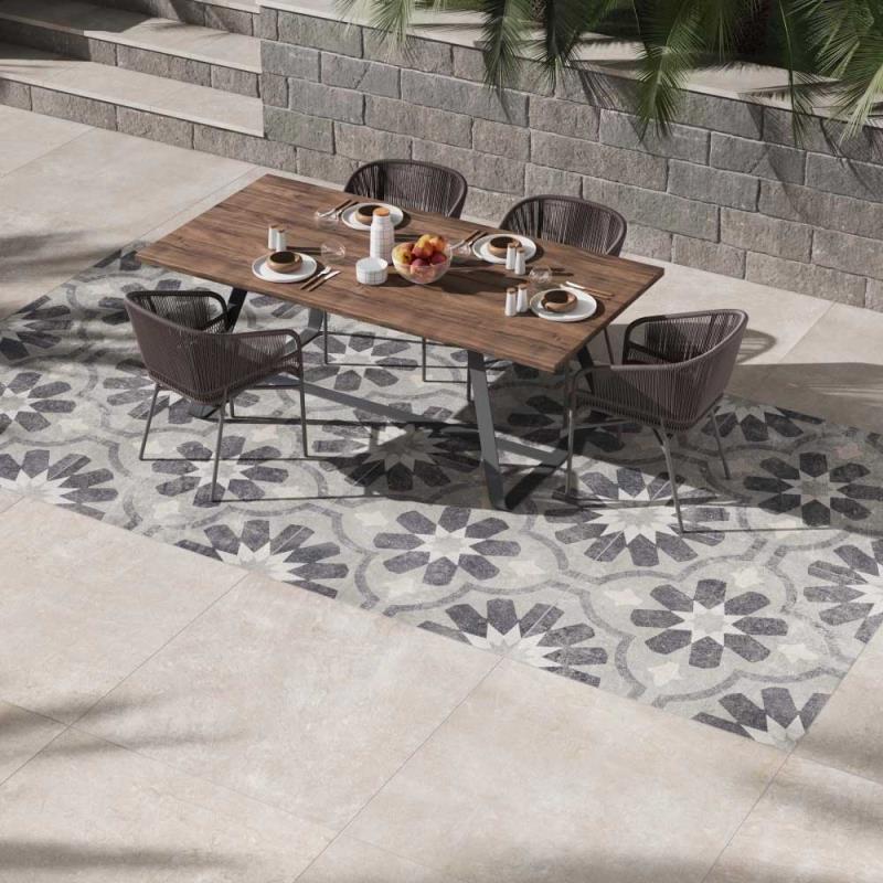 Ornament Terrassenplatte Etnic C Cold 100 x 100 cm